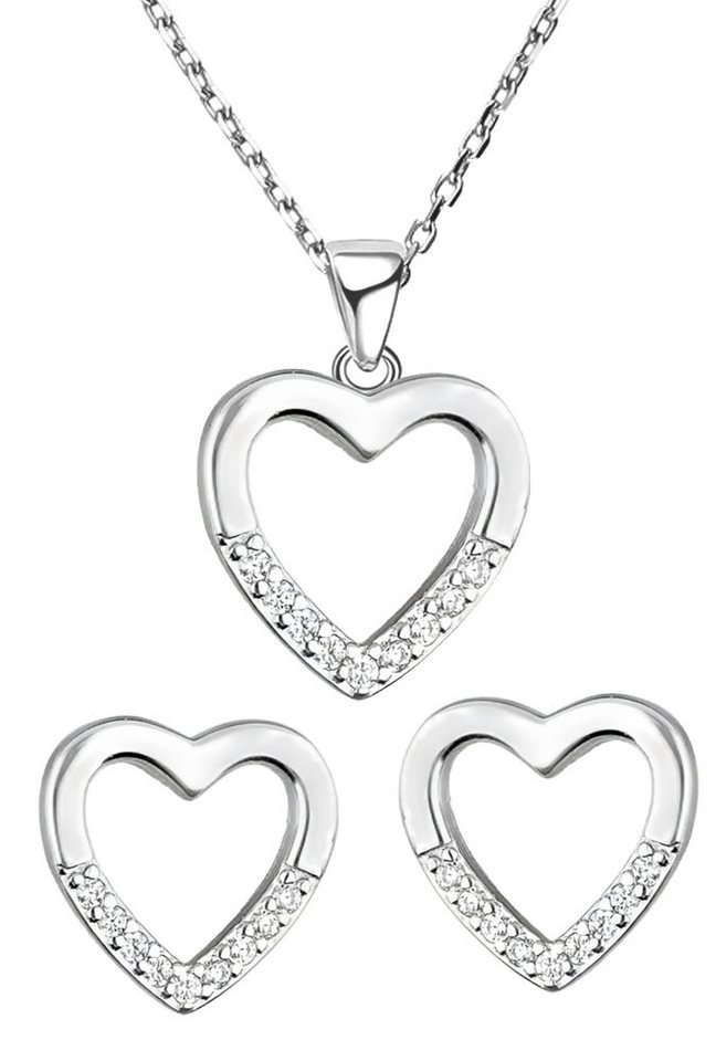 Limana Ohrring und Ketten Set 925 Silber Ohrstecker Halskette mit Anhänger Herzkette Herzohrringe (inkl. Schmuckbox), Liebe Geschenkset Geschenk für Sie Frauen Damen Freundin Mutter von Limana