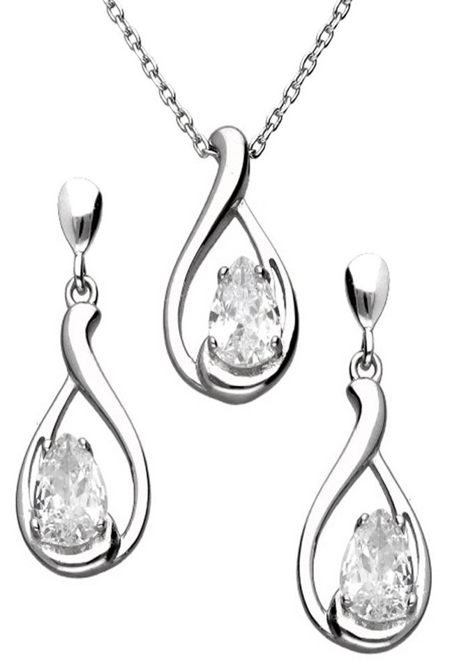 Limana Ohrring und Ketten Set 925 Silber Schmuckset Halskette 43+3cm hängende Ohrstecker Anhänger (inkl. Schmuckbox), Geschenkset Idee Geschenk für Sie Frauen Damen Freundin Mutter Set von Limana