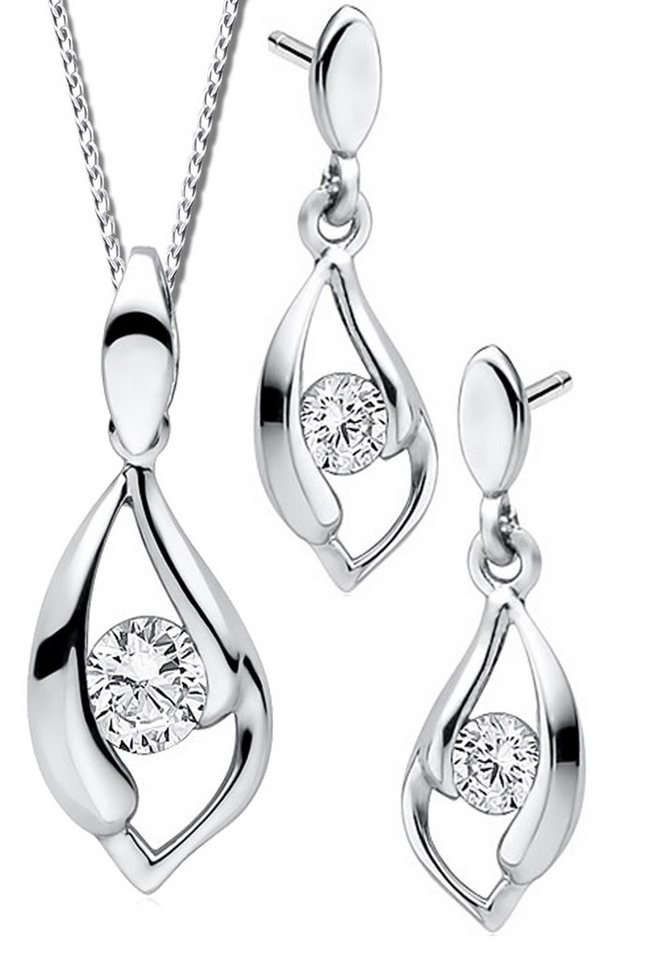 Limana Ohrring und Ketten Set 925 Silber Schmuckset Halskette mit hängende Ohrstecker Anhänger (3-tlg., inkl. Geschenkdose mit Herz Gravur), Geschenkset Idee Geschenk für Sie Frauen Damen Freundin Mutter Set von Limana