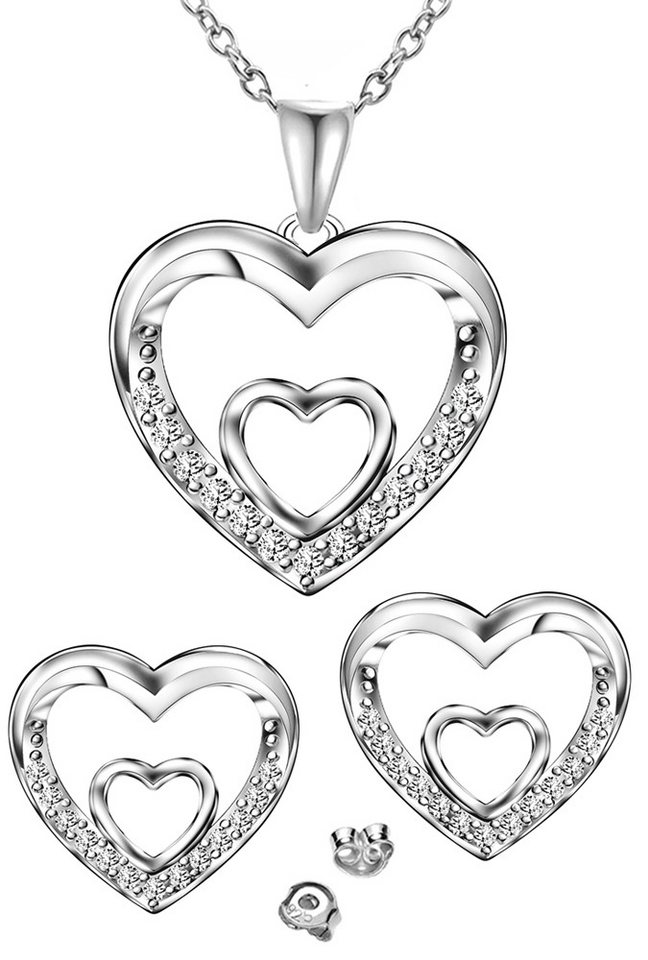 Limana Ohrring und Ketten Set Herz 925 Silber Schmuckset Herzkette Ohrstecker Anhänger Schmuck Damen (Jahrestag Weihnachten Liebe Geburtstag Hochzeitstag, Inkl. Schmuckdose Weihnachtsgeschenk Muttertag Valentinstag), Geschenk Idee für Sie Ehefrau Partnerin Freundin Mutter Frauen von Limana
