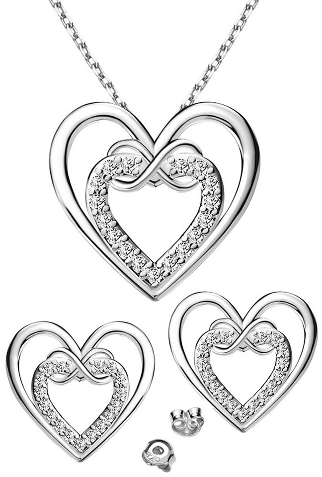 Limana Ohrring und Ketten Set Herz 925 Silber Schmuckset Herzkette Ohrstecker Anhänger Schmuck Damen (Jahrestag Weihnachten Liebe Geburtstag Hochzeitstag, Inkl. Schmuckdose Weihnachtsgeschenk Muttertag Valentinstag), Geschenk Idee für Sie Ehefrau Partnerin Freundin Mutter Frauen von Limana