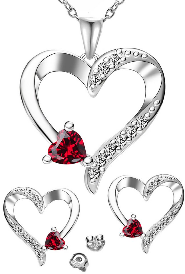 Limana Ohrring und Ketten Set Herz 925 Silber Schmuckset Herzkette Ohrstecker Anhänger Schmuck Damen (Jahrestag Weihnachten Liebe Geburtstag Hochzeitstag, inkl. Schmuckdose Weihnachtsgeschenk Muttertag Valentinstag), Geschenk Idee für Sie Ehefrau Partnerin Freundin Mutter Frauen von Limana