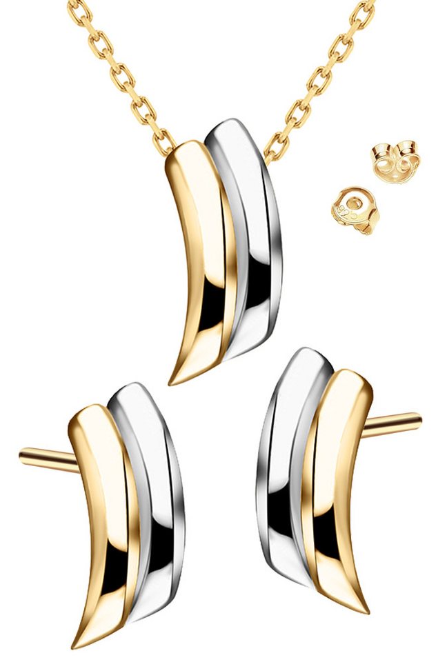 Limana Ohrring und Ketten Set Schmuckset 925 Silber vergoldet Damen Frau Halskette mit Ohrstecker (inkl. Schmuckbox), Geschenkset Idee Geschenk für Sie Frauen Damen Freundin Mutter von Limana