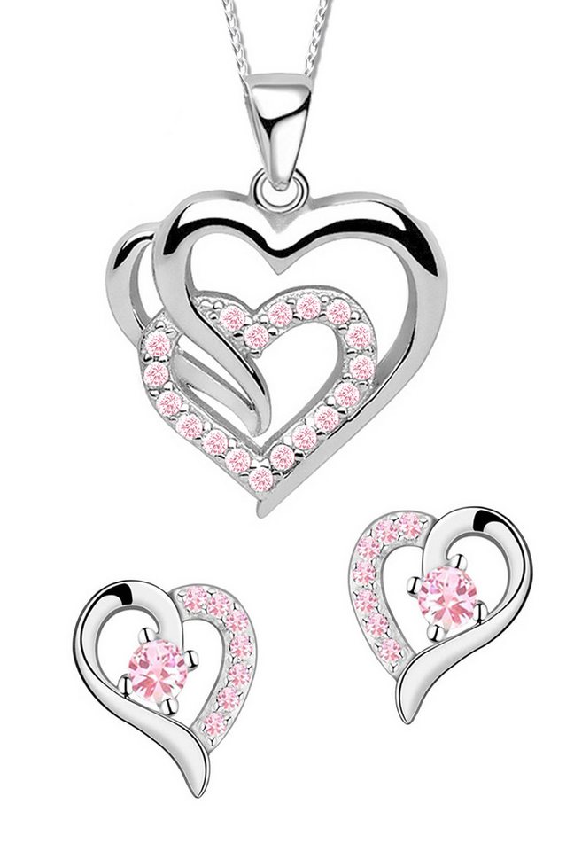 Limana Ohrring und Ketten Set 925 Silber Halskette Kette mit Herz Ohrstecker Herzkette Herzohrringe (inkl. Geschenkdose Liebesgeschenk), Liebe Geschenk Sie Frauen Damen Freundin Mutter Ehefrau von Limana