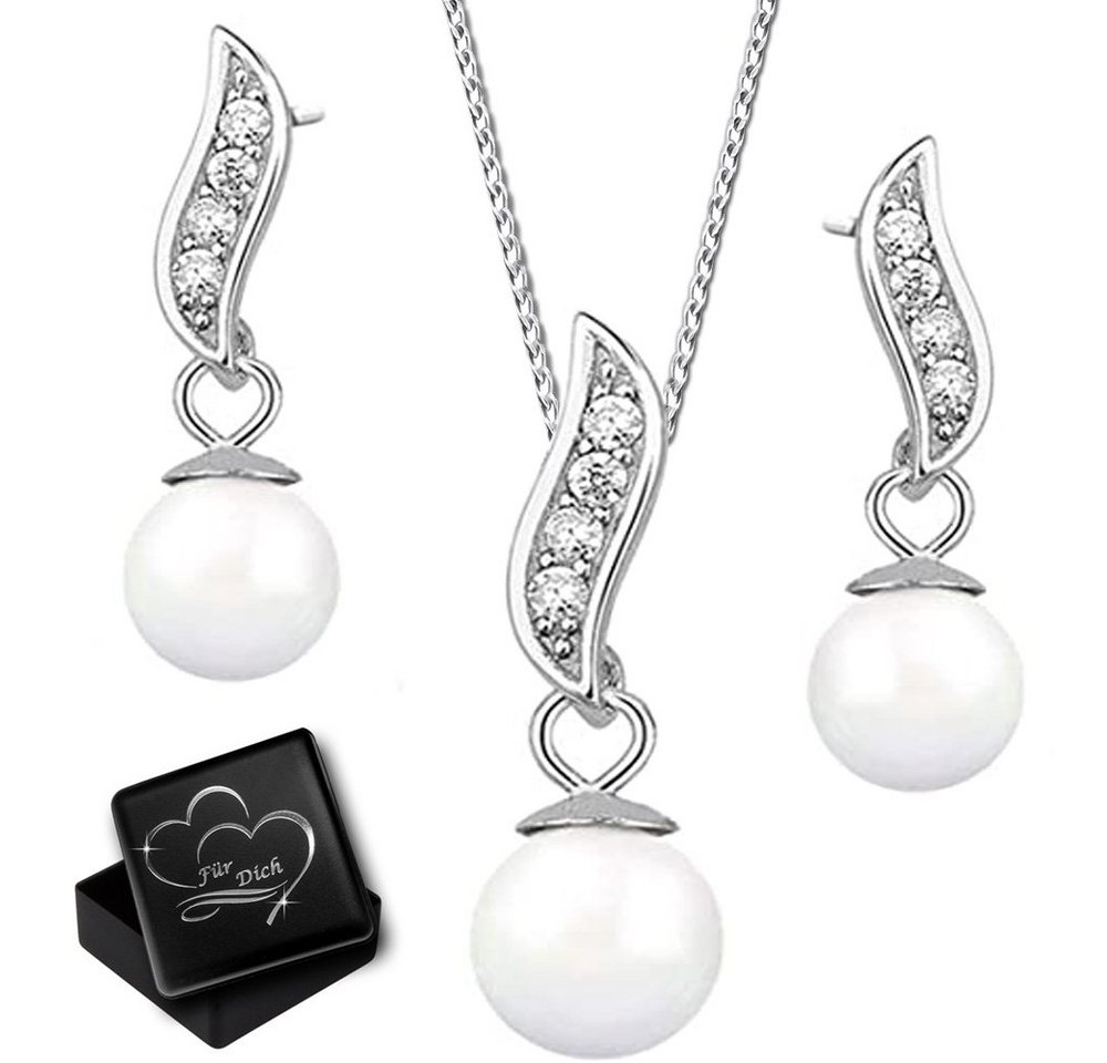 Limana Ohrring und Ketten Set echt Sterling Silber Perlen Ohrstecker mit Halskette gold (Set), Geschenkidee Geschenk für Frauen von Limana