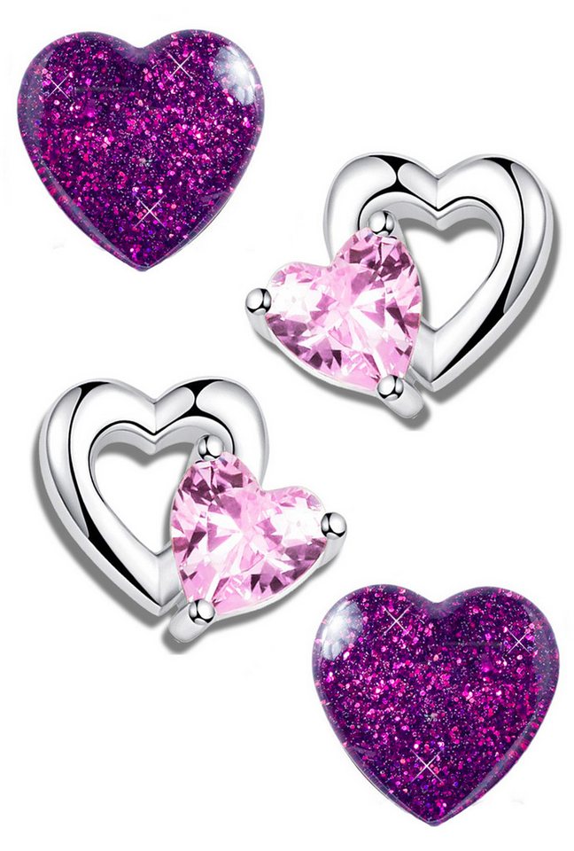 Limana Ohrstecker-Set Kinder Mädchen Ohrringe 925 Silber Herz Edelstahl Kinderohrringe, Kinderschmuck Mädchenohrringe von Limana