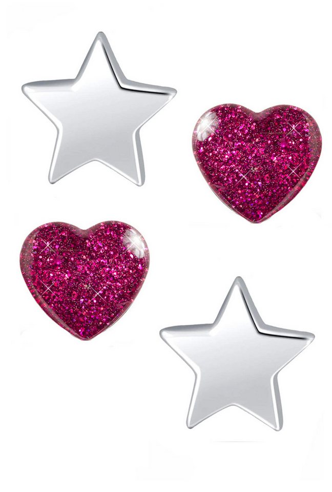 Limana Ohrstecker-Set Ohrringe für Kinder Mädchen 925 Silber kleine Sterne Herz Edelstahl, Kinderohrringe Mädchenohrringe Kinderschmuck von Limana