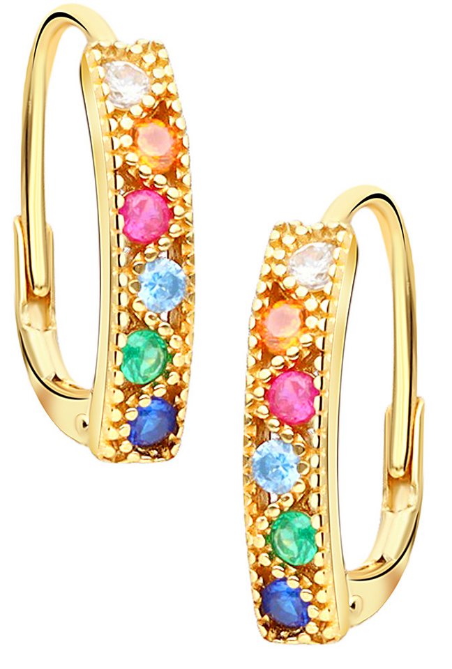 Limana Paar Creolen 925 Silber bunte gold goldene Ohrringe Schmuck für Damen Frauen (Ohrhänger Brisur, inkl. Schmuckbox, Muttertag Geburtstag), Weihnachtsgeschenk Weihnachten Geschenk für Ehefrau Freundin Mutter von Limana