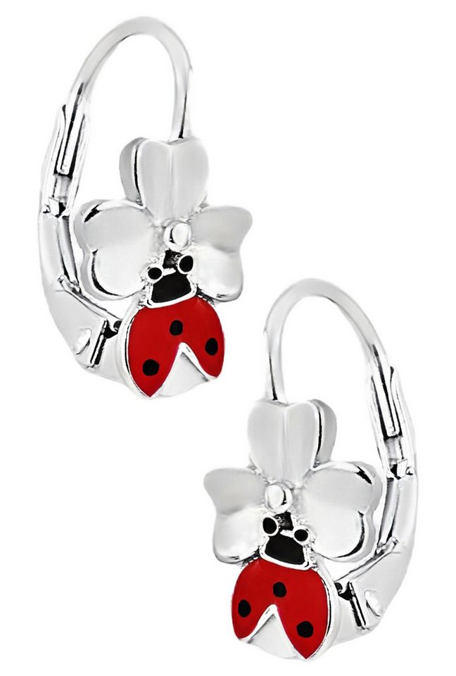 Limana Paar Creolen Ohrringe 925 Silber Marienkäfer Mädchen Damen Kinder Frauen Ohrhänger (inkl. Schmuckbox), Glücksbringer Geschenk Idee zu Ostern Weihnachten Geburtstag Nikolaus von Limana