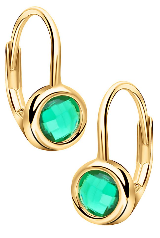 Limana Paar Ohrhänger 925 Silber gold goldene Ohrringe grüne Brisuren für Damen Frauen (Creolen Ohrhänger, inkl. Schmuckbox, Muttertag Geburtstag), Weihnachtsgeschenk Weihnachten Geschenk für Ehefrau Freundin Mutter von Limana