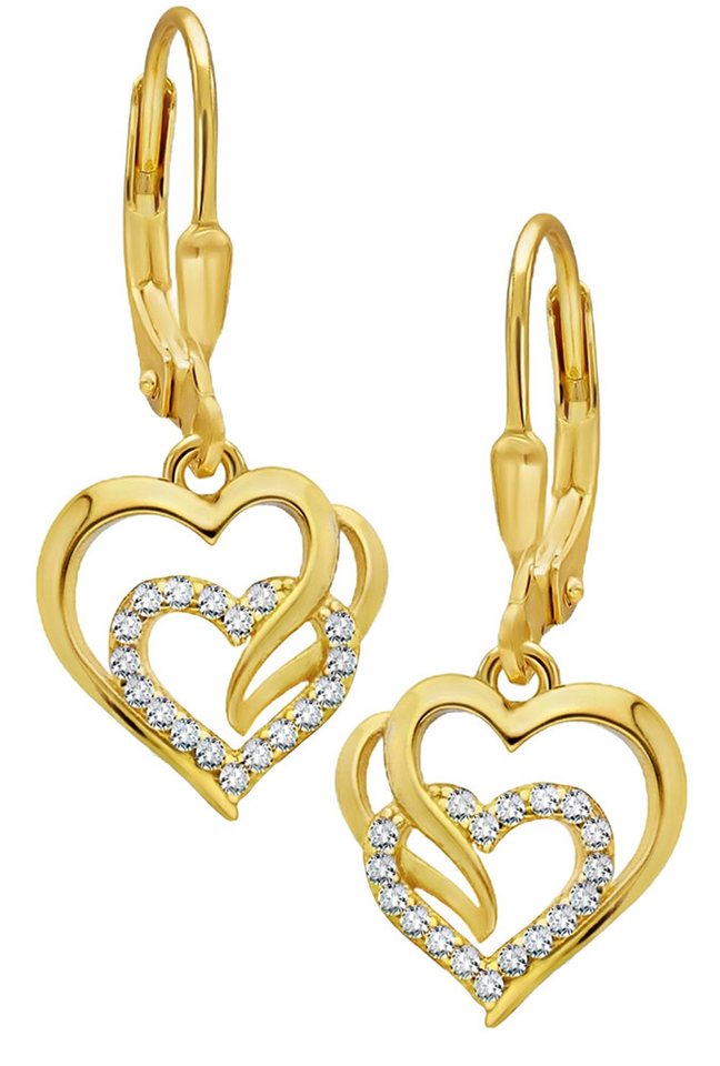 Limana Paar Ohrhänger 925 Sterling Silber Herz goldene hängende Ohrringe für jeden Tag (Geburtstag Jahrestag Hochzeit, inkl. Schmuckbox, Weihnachten Muttertag Weihnachtsgeschenk Valentinstag), Liebesgeschenk Liebe Geschenk für Frauen Damen Ehefrau Freundin Mutter von Limana