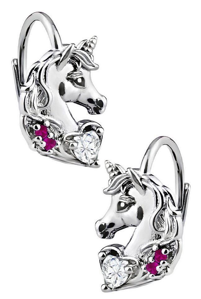 Limana Paar Ohrhänger Brisuren Ohrringe 925 Silber Einhorn Pferde Mädchen Damen Kinder (Kinderohrringe Damenohrringe inkl. Schmuckdose), Geschenk Idee zu Ostern Weihnachten Geburtstag Nikolaus von Limana