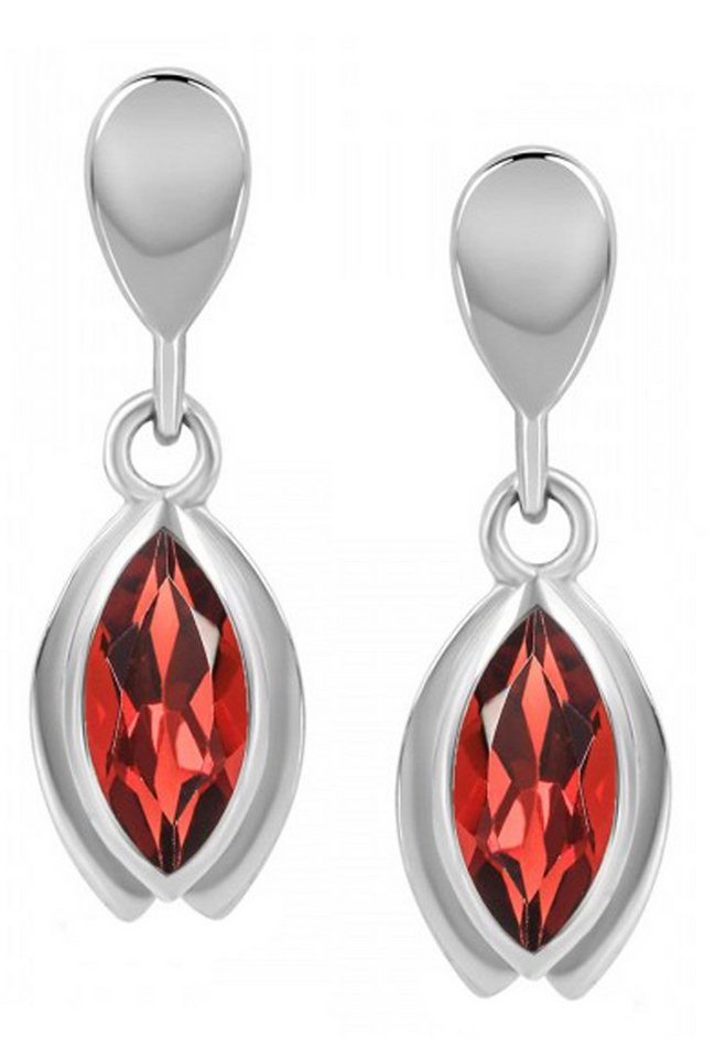 Limana Paar Ohrhänger echter Edelstein roter Granat 925 Silber hängende Ohrringe (inkl. Herz Gravur Dose), für jeden Tag Geschenk für Frauen Damen Ehefrau Freundin Mutter von Limana