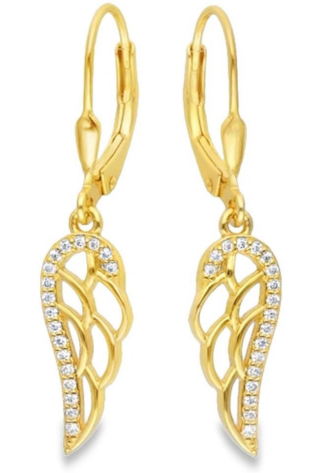 Limana Paar Ohrhänger hängende Ohrringe 925 Silber 18k vergoldet Engel-Flügel Frauen Damen (inkl. Schmuckbox), Geschenk Ostern Muttertag Weihnachten Geburtstag Schmuck für jeden Tag von Limana