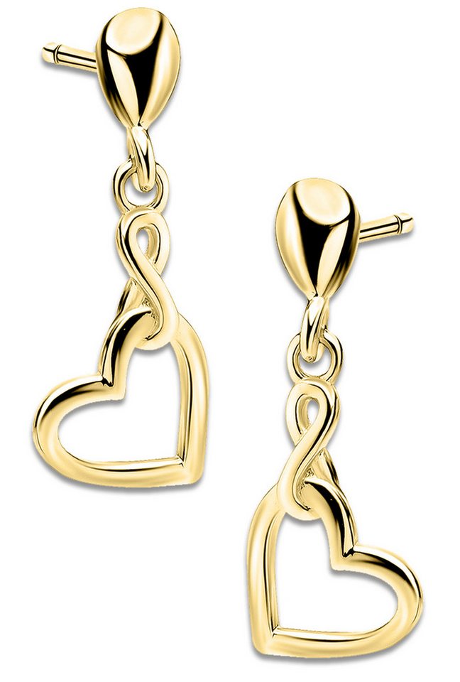 Limana Paar Ohrhänger Damen Herzohrringe 925 Silber Gold hängende Ohrstecker mit Herz (inkl. Geschenkdose), Unendlichkeit Zeichen Geschenk für Freundin Frauen Liebe von Limana