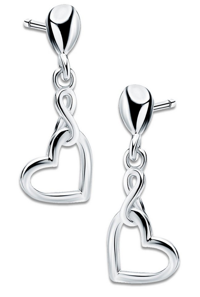 Limana Paar Ohrhänger Damen Herzohrringe 925 Silber Gold hängende Ohrstecker mit Herz (inkl. Geschenkdose), Unendlichkeit Zeichen Geschenk für Freundin Frauen Liebe von Limana