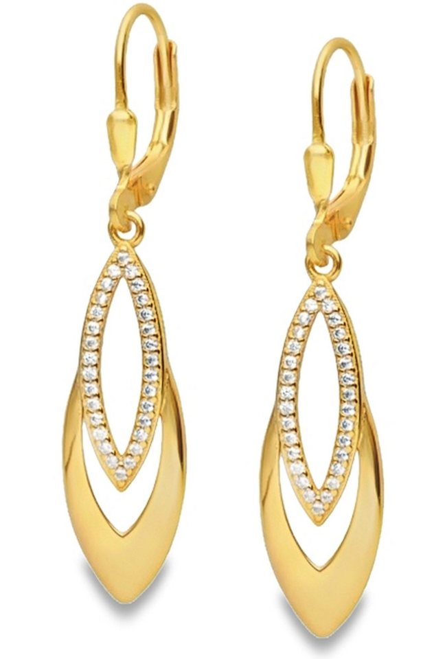 Limana Paar Ohrhänger echt 925 Silber gold goldene hängende Ohrringe Schmuck für Damen (inkl. Dose Weihnachtsgeschenk Geburtstag Muttertag Weihnachten), Geschenk für Frauen Ehefrau Freundin Mutter von Limana