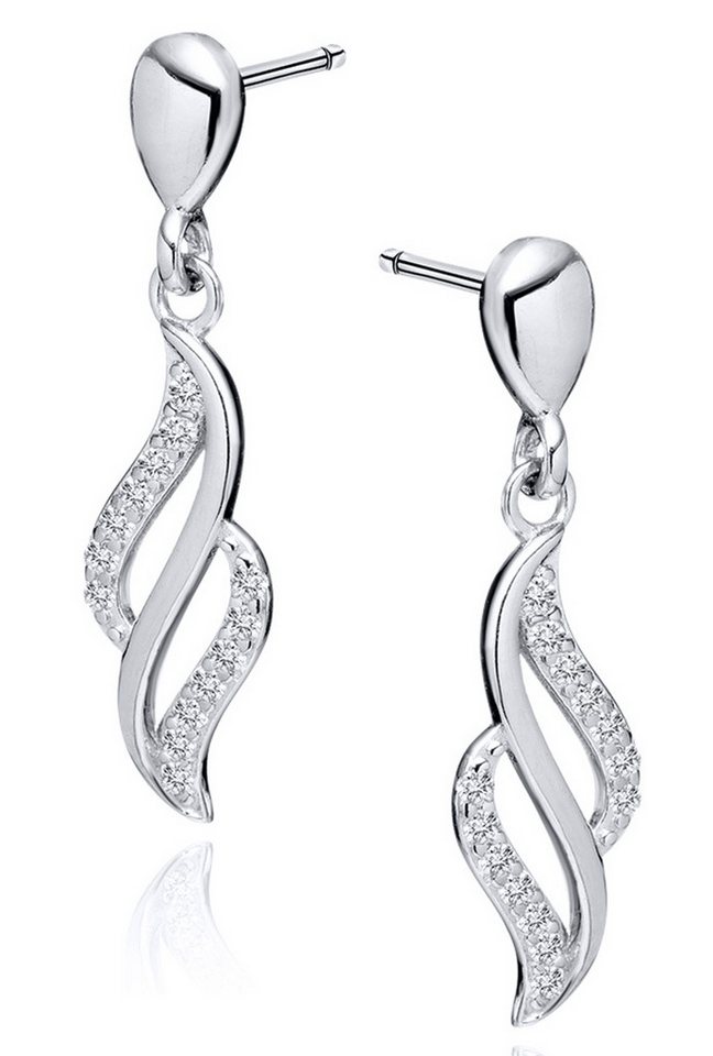 Limana Paar Ohrhänger 925 Silber Gold hängende Ohrstecker mit Zirkonia für jeden Tag (inkl. Herz Geschenkdose), Idee Geschenk für Frauen Damen Ehefrau Freundin Mutter Oma Tante von Limana