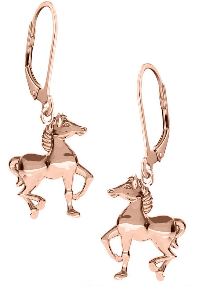 Limana Paar Ohrhänger Kinder Mädchen Damen 925 Silber Pferde Brisur hängende Ohrringe, Gold Rosegold Kinderohrringe Kinderschmuck von Limana