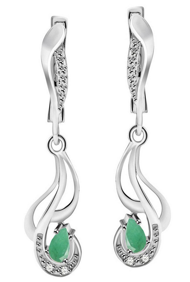 Limana Paar Ohrhänger echter Smaragd grün 925 Silber hängende Damen Ohrringe Schmuck (mit Geschenkdose und Tasche Silberohrringe Echtschmuck), Edelstein Geschenk für Sie Frauen Freundin Mutter Weihnachtsgeschenk von Limana