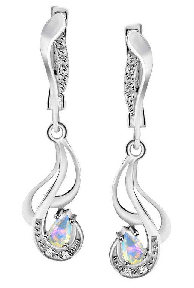 Limana Paar Ohrhänger echter äthiopischer Opal Silber 925 Edelstein hängende Ohrringe (inkl. Geschenkdose- und Tasche Weihnachten Muttertag Geburtstag), Geschenk Idee für Ehefrau Sie Frauen Damen Freundin Mutter Oma von Limana