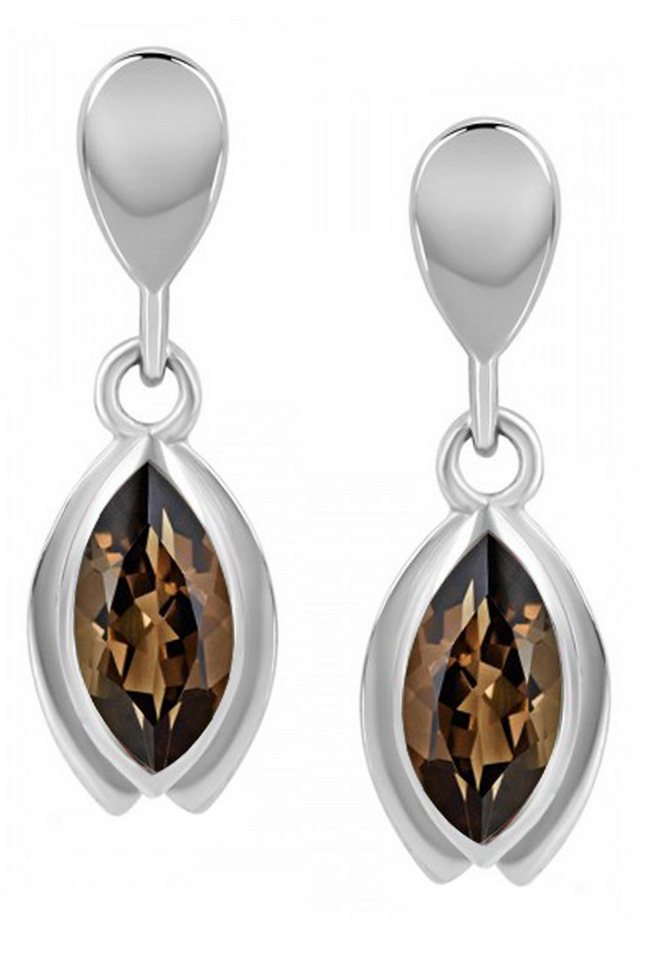 Limana Paar Ohrhänger echter brauner Rauchquarz 925 Silber Hängeohrringe Ohrstecker (inkl. Dose mit Herz-Gravur), für jeden Tag Idee Geschenk für Frauen Damen Ehefrau Freundin Mutter von Limana