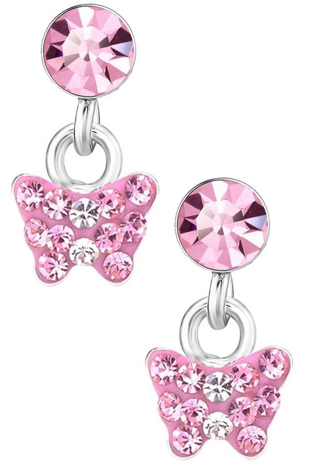 Limana Paar Ohrhänger Kinder Mädchen Ohrringe 925 Silber rosa hängende Schmetterling, Kinderohrringe für jeden Tag Geschenkidee von Limana