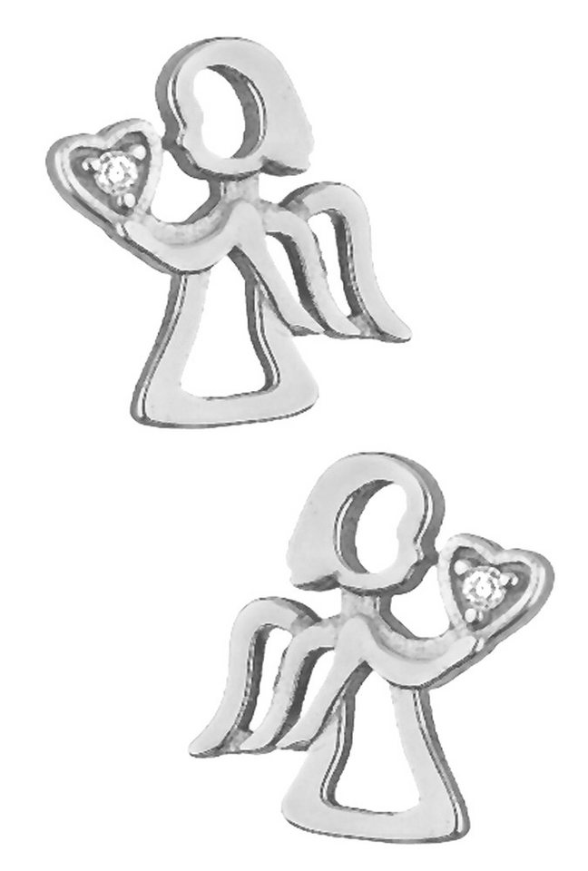 Limana Paar Ohrstecker 925 Silber Engel Herz rhodiniert Kinder Mädchen Damen Ohrringe (inkl. Schmuckbox), Geschenk Ostern Weihnachten Geburtstag Einschulung Muttertag von Limana
