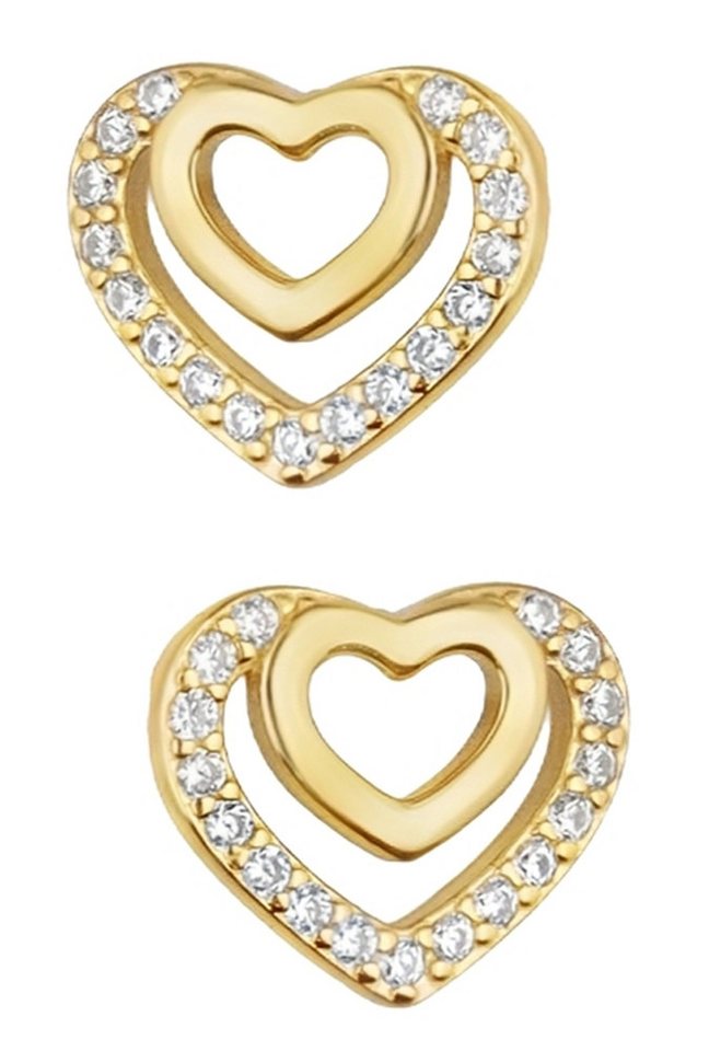 Limana Paar Ohrstecker 925 Silber Herz 18k Gold vergoldet Frauen Damen Ohrringe Herzohrringe (inkl. Schmuckbox), Geschenk Valentinstag Jahrestag Weihnachten Geburtstag Muttertag von Limana