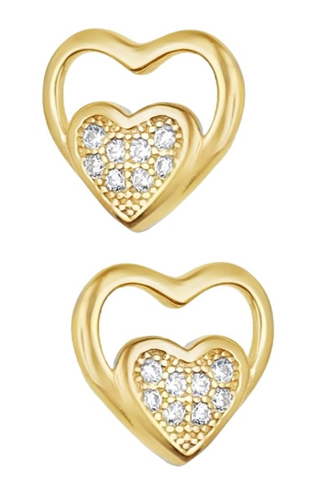 Limana Paar Ohrstecker 925 Silber Herz 18k Gold vergoldet Frauen Damen Ohrringe Herzohrringe (inkl. Schmuckbox), Geschenk Valentinstag Ostern Weihnachten Geburtstag Muttertag von Limana