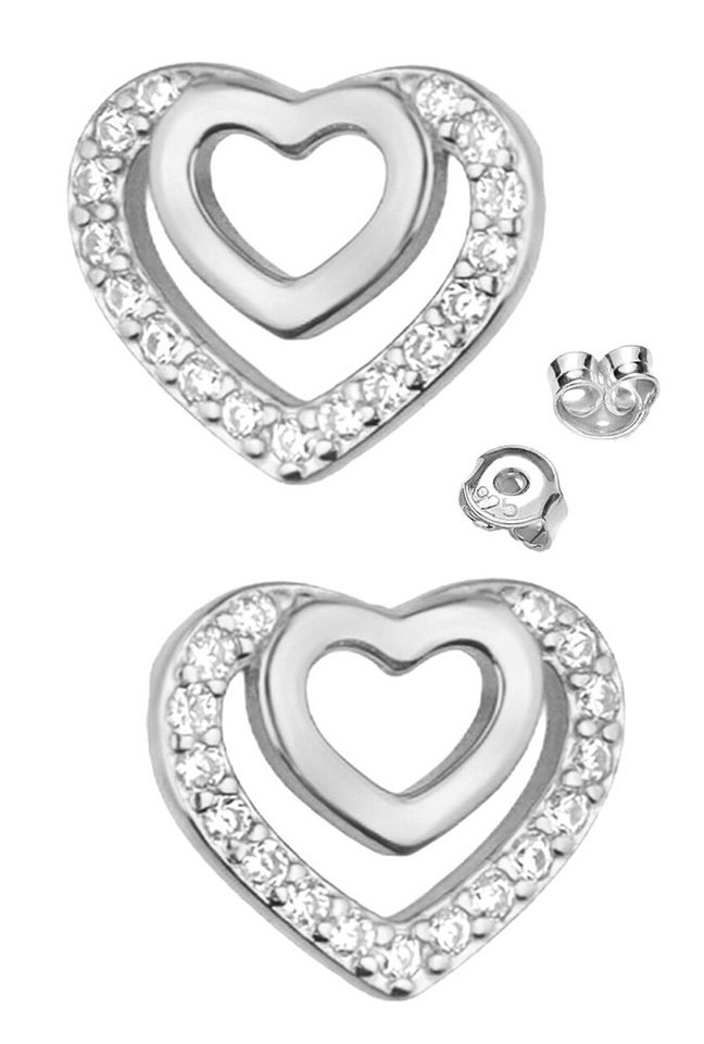 Limana Paar Ohrstecker 925 Sterlinig-Silber Herz Frauen Damen Ohrringe Herzohrringe (inkl. Schmuckbox, echter Silberschmuck für jeden Tag), Geschenk Valentinstag Jahrestag Weihnachten Geburtstag Muttertag von Limana