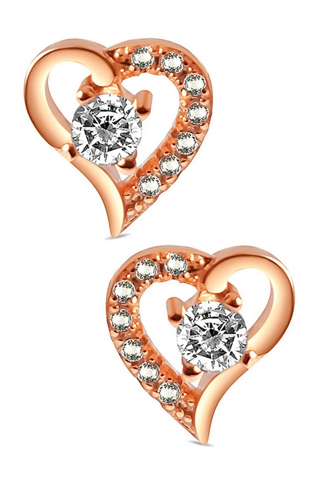 Limana Paar Ohrstecker echt 925 Silber gold rosegold Herz Ohrringe Herzohrringe für jeden Tag (inkl. Geschenkdose), Liebesgeschenk Liebe Geschenk für Frauen Damen Ehefrau Freundin Mutter von Limana