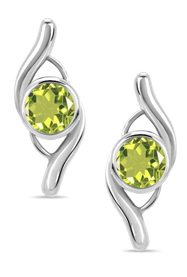 Limana Paar Ohrstecker echter Edelstein grüner Peridot 925 Silber Ohrringe für jeden Tag (mit Herz Gravur Dose), Idee Geschenk für Frauen Damen Ehefrau Freundin Mutter Oma von Limana