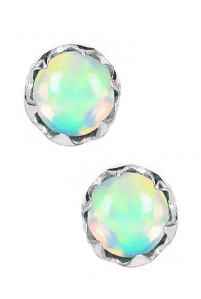 Limana Paar Ohrstecker echter Edelstein Opal 925 Silber kleine Ohrringe 5mm für jeden Tag (inkl. Dose mit Herz Gravur), Idee Geschenk für Frauen Damen Ehefrau Freundin Mutter Oma Tante von Limana