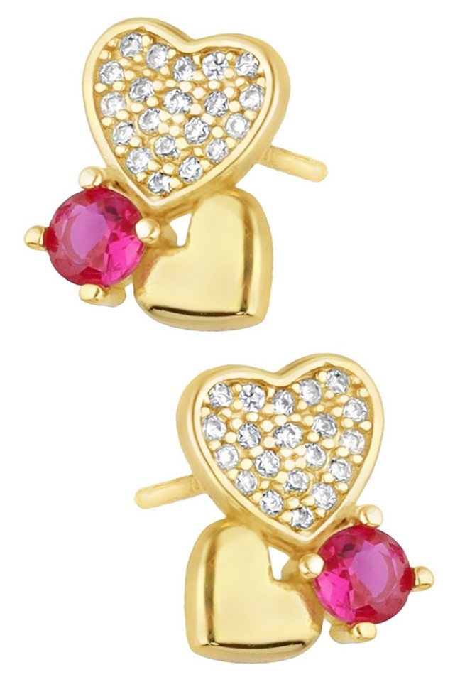 Limana Paar Ohrstecker Herz Ohrringe 925 Sterling Silber 18k Gold vergoldet Damen Frauen (inkl. Schmuckbox), Geschenk Idee zu Ostern Weihnachten Geburtstag Valentinstag Muttertag von Limana