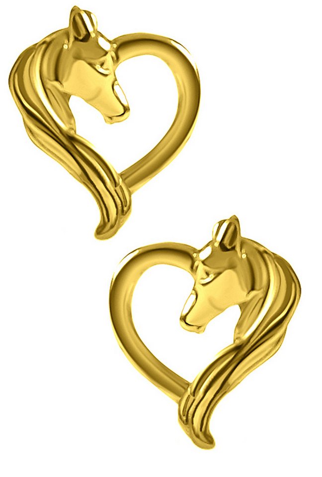 Limana Paar Ohrstecker Kinder Mädchen Damen 925 Sterling Silber gold Herz Pferde Ohrringe (ink. Geschenkdose), Liebe Geschenkidee für jeden Tag von Limana