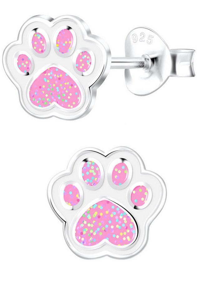 Limana Paar Ohrstecker Kinder Mädchen Ohrringe 925 Silber kleine Pfote pink Kinderschmuck, Kinderohrringe Mädchenohrringe von Limana