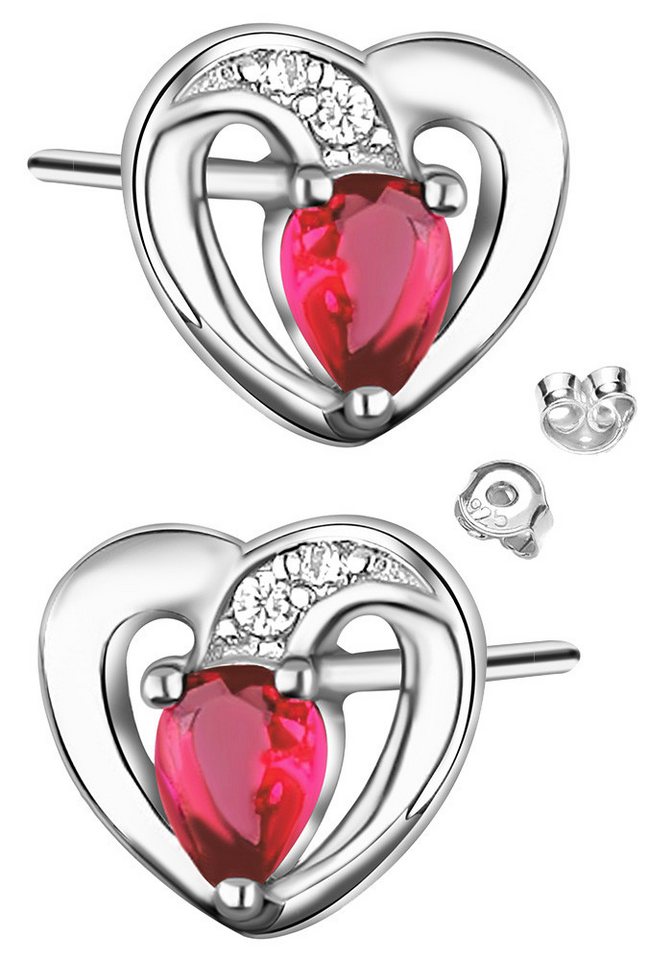 Limana Paar Ohrstecker Ohrringe 925 Silber Herz Herzohrringe Schmuck für Damen Frauen rot (inkl. Schmuckbox), Geschenk Valentinstag Jahrestag Weihnachten Geburtstag Muttertag von Limana