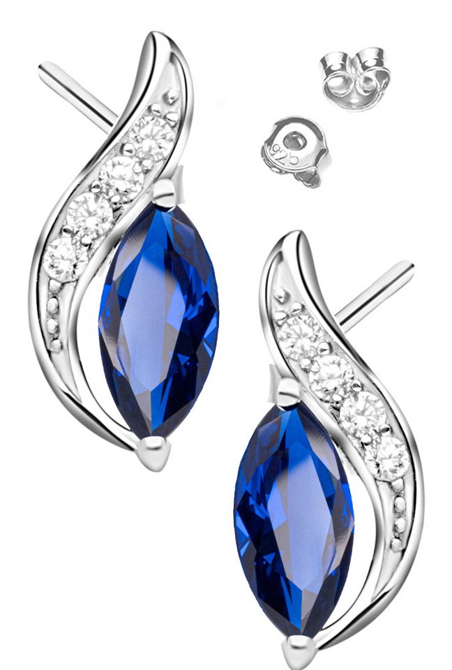 Limana Paar Ohrstecker Ohrringe 925 Silber blau Geschenk für Freundin Frauen Damen Mutter (inkl. Schmuckbox), Geschenkidee Valentinstag Jahrestag Weihnachten Geburtstag Muttertag von Limana