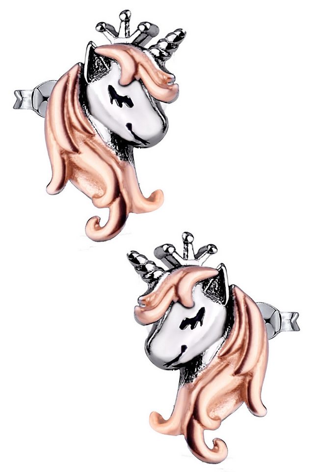 Limana Paar Ohrstecker Ohrringe 925 Silber rosegold Pferde Einhörner Mädchen Damen Kinder (inkl. Schmuckbox), Geschenk Ostern Weihnachten Geburtstag Einschulung Schulanfang von Limana