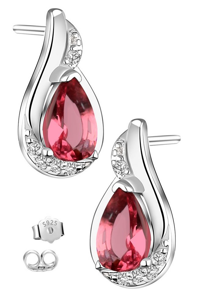 Limana Paar Ohrstecker Ohrringe 925 Silber rot-pink für Freundin Frauen Damen Mutter (inkl. Schmuckbox), Geschenk Valentinstag Jahrestag Weihnachten Geburtstag Muttertag von Limana