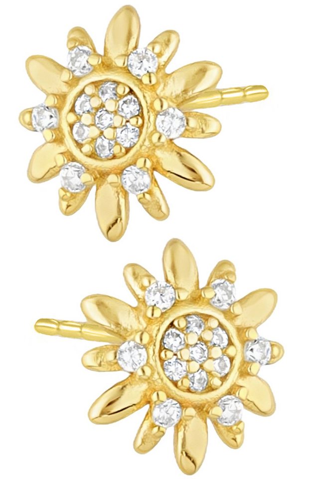 Limana Paar Ohrstecker Ohrringe 925 Sterling Silber Blumen 18k Gold vergoldet Damen Frauen (ink.. Schmuckbox), Geschenk Idee zu Ostern Weihnachten Geburtstag Nikolaus Muttertag von Limana