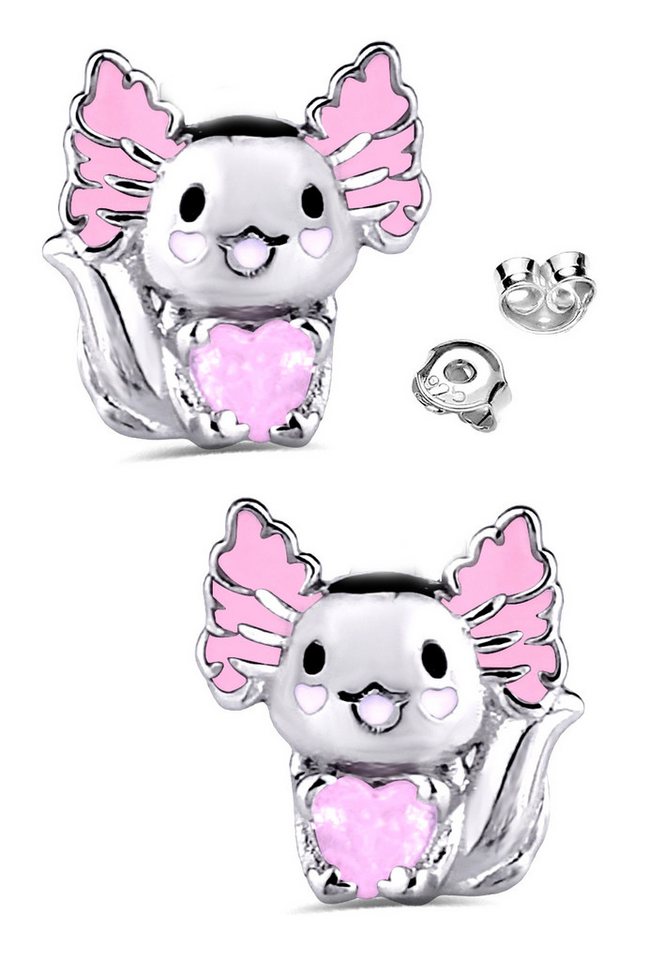 Limana Paar Ohrstecker Ohrringe 925 Sterling Silber Drache Herz Mädchen Damen Kinder Frauen (inkl. Schmuckbox), Geschenk Idee Ostern Weihnachten Geburtstag Nikolaus Einschulung von Limana