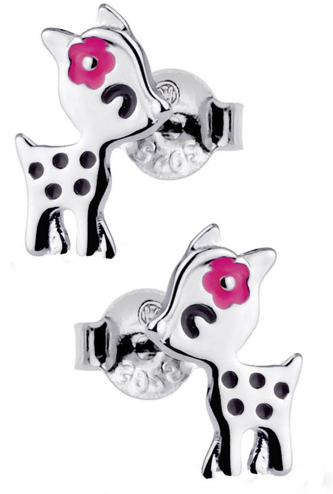 Limana Paar Ohrstecker Ohrringe 925 Sterling Silber Reh Rehkitz Mädchen Damen Kinder (inkl. Schmuckbox), Geschenk Einschulung Ostern Weihnachten Geburtstag Schulanfang von Limana