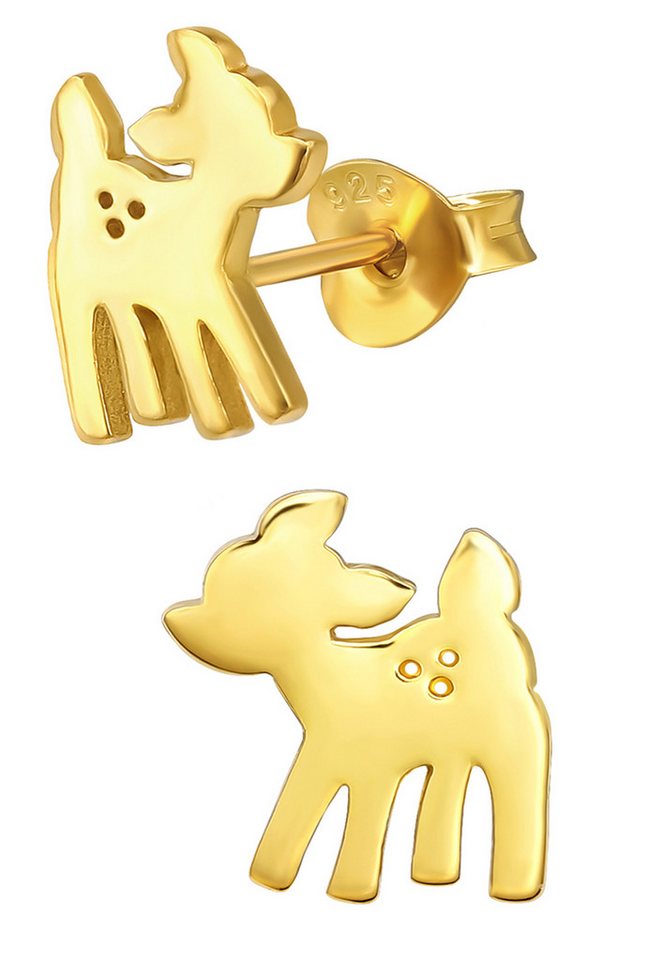 Limana Paar Ohrstecker Kinder Mädchen Damen Ohrstecker 925 Sterling Silber Reh Gold, Tiere Geschenk Idee Nikolaus Weihnachten Winter, Kinderohrringe von Limana