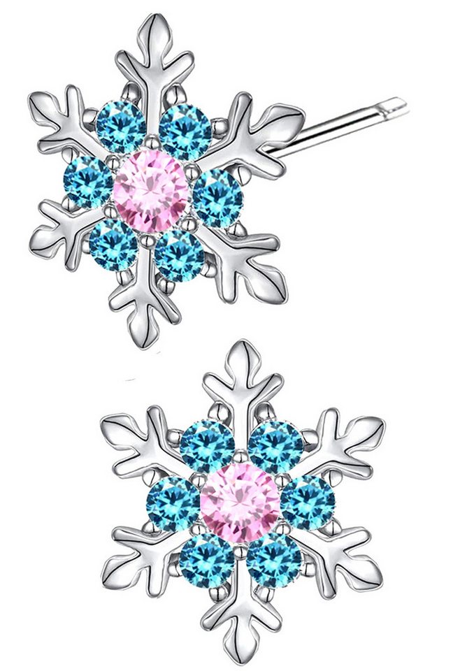 Limana Paar Ohrstecker Schneeflocke Stern 925 Silber Damenohrringe Kinderohrringe Ohrringe (Inkl. Geschenkdose mit Engel Silberohrringe Echtschmuck), Idee Geschenk für Sie Frauen Mädchen Kinder Damen Freundin Mutter von Limana