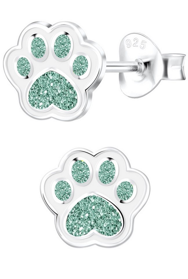 Limana Paar Ohrstecker echt 925 Sterling Silber Glitzer Hunde Katzen Pfote, Kinderschmuck Mädchenschmuck Geschenk Idee Geschenkidee für jeden Tag von Limana