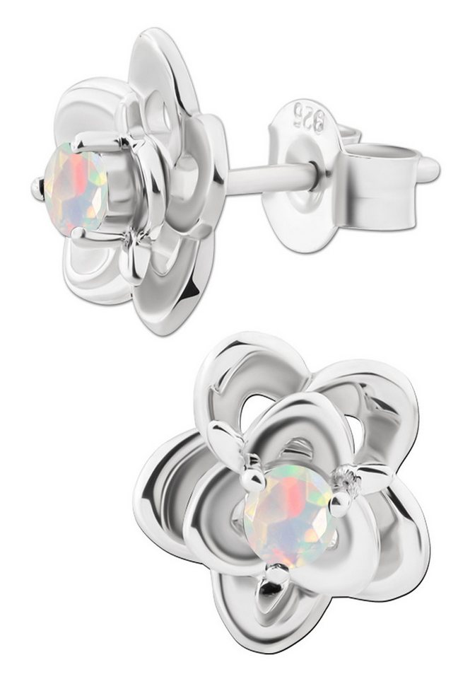 Limana Paar Ohrstecker echter Opal Edelstein 3D Blumen 925 Silber Ohrringe für jeden Tag (inkl. Geschenkdose), Idee Geschenk für Frauen Damen Ehefrau Freundin Mutter Oma Tante von Limana