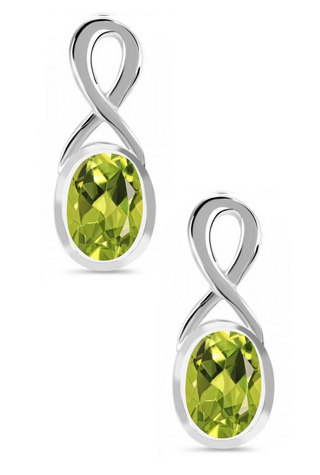 Limana Paar Ohrstecker echter Peridot Edelstein 925 Silber Unendlichkeit grüne Ohrringe (inkl. Herz Geschenk Dose), Geschenk für Ehefrau Mutter Oma Damen Frauen Schmuck für jeden Tag von Limana