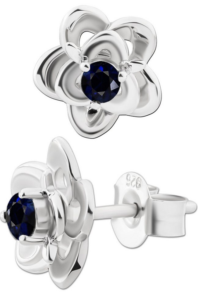 Limana Paar Ohrstecker echter Saphir Edelstein Blume 925 Silber blaue Ohrringe für jeden Tag (inkl. Geschenkdose, Weihnachtsgeschenk Echtschmuck), Schmuck Geschenk für Frauen Damen Ehefrau Freundin Mutter Oma Tante von Limana